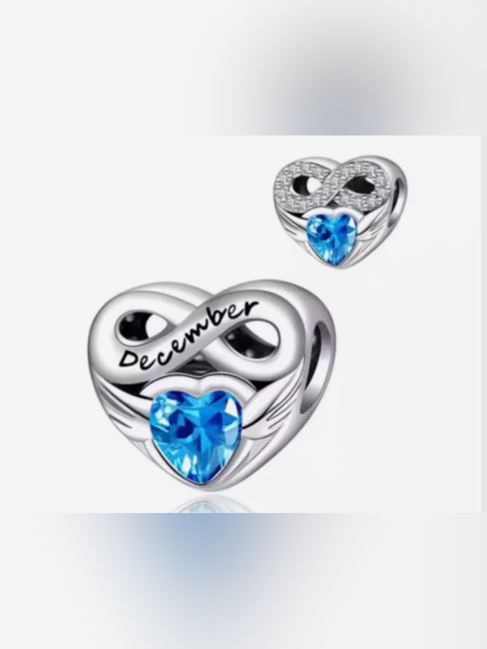 Silver Heart Birthstone Charm for the Month of December